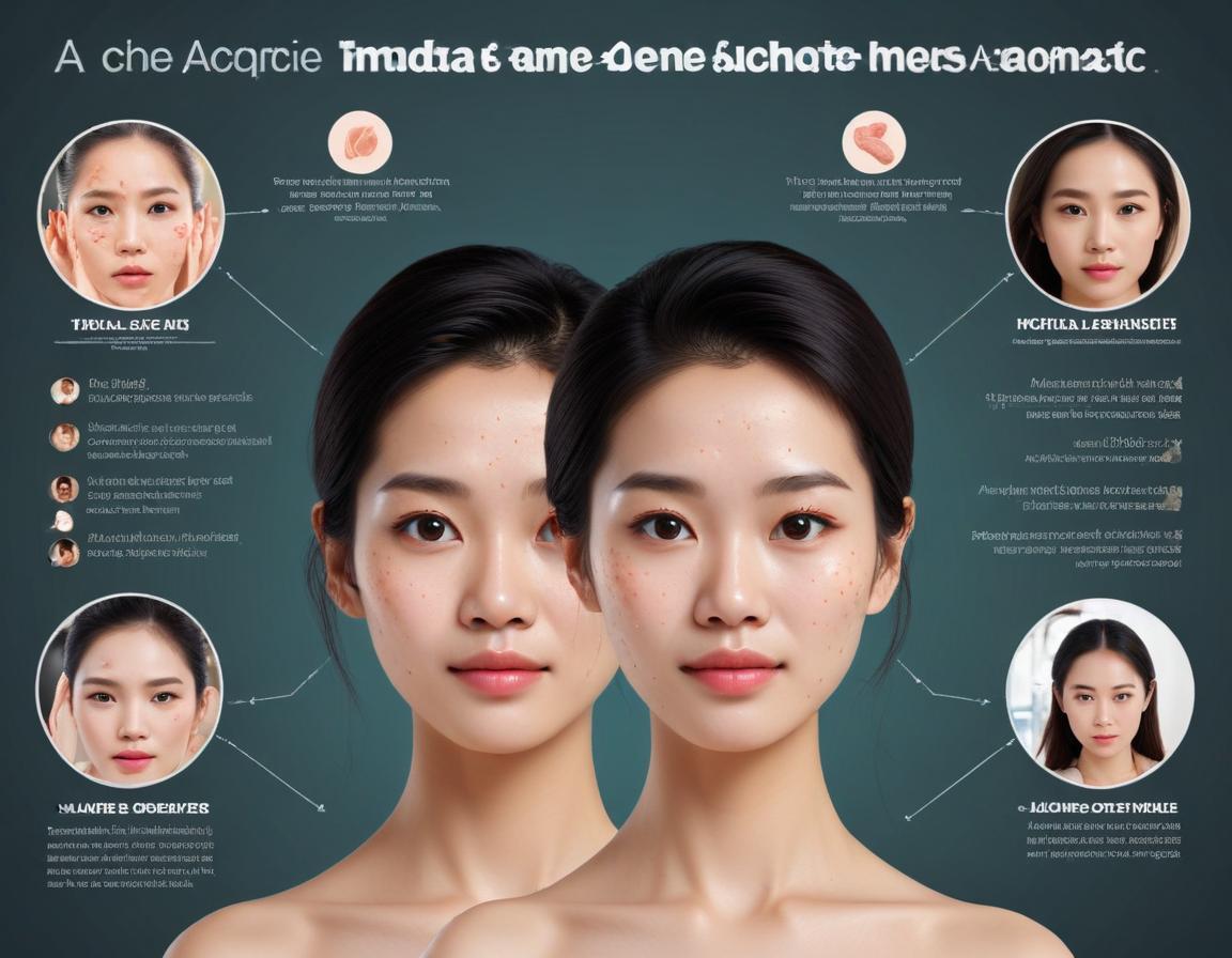 ภาพแสดงการเปรียบเทียบสิวหัวหนอง ท่ามกลางผิวที่มีสิวอักเสบอื่น ๆ