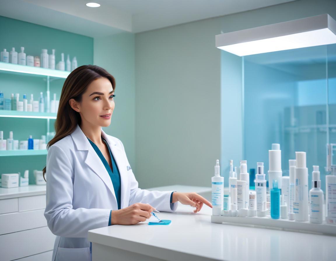 ผู้ป่วย คุยกับ แพทย์ ผู้เชี่ยวชาญ ใน คลินิก ความงาม ดู ผล ก่อน-หลัง ฟิลเลอร์ บน แท็บเล็ต