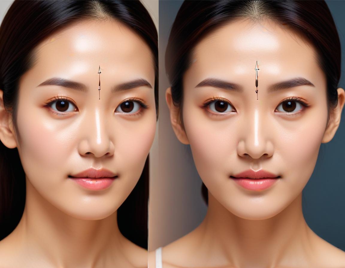 หญิง ด้าน ข้าง ของ ใบหน้า ขมับ ถูก เติม ฟิลเลอร์ เพื่อ เพิ่ม ความ เต็ม