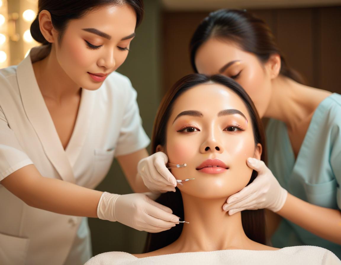 ภาพ ใกล้ ชิด ร่องแก้ม ผู้ เชี่ยวชาญ สวม ถุงมือ ใช้ ไม้ วัด โปร่งใส ระหว่าง ปรึกษา