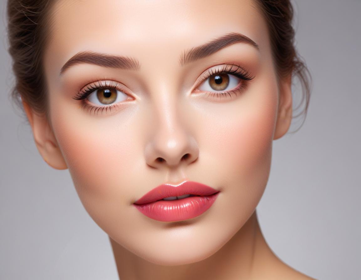 ริมฝีปากหลังฟิลเลอร์ บวมเล็กน้อย เงางาม สีชมพูธรรมชาติ เนื้อผิวชัด แสงนุ่ม ผู้หญิงมองกระจก ท่าทีสงบ ใจนิ่ง ระหว่างฟื้นตัว